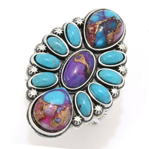 Southwest Elements "Statements" Colors of Turquoise Braided Ring