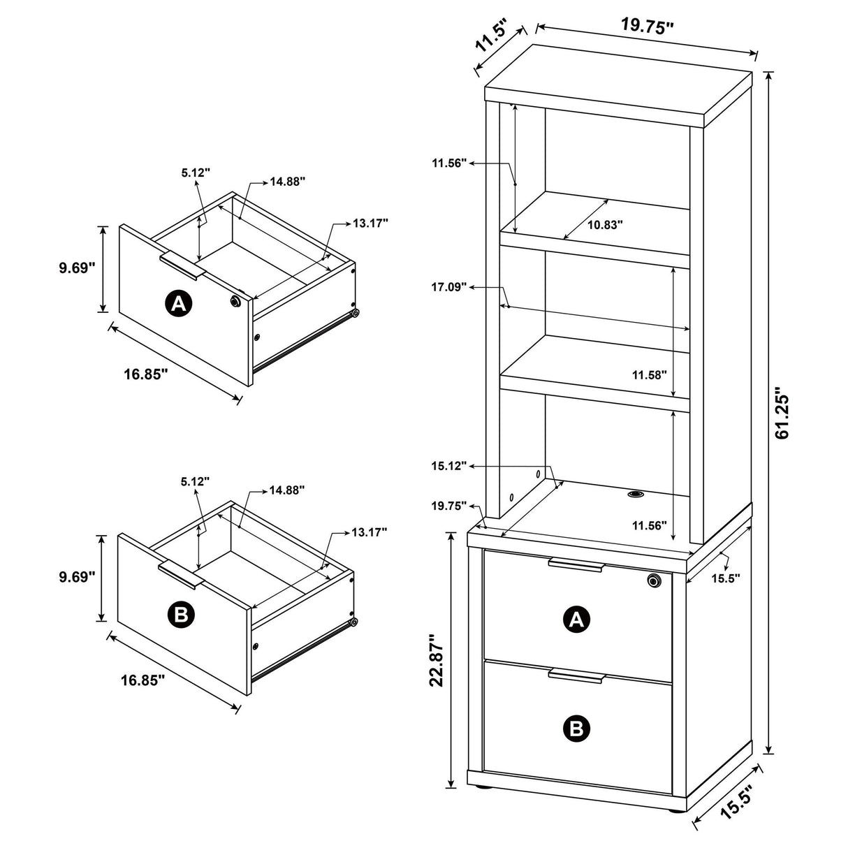 Geary - 3 Piece Bedroom Set With Bookcase Headboard