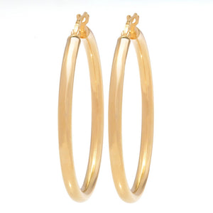 Verona Gioielli 18K Gold Plated Tubing Choice of Size Shiny Hoop Earrings