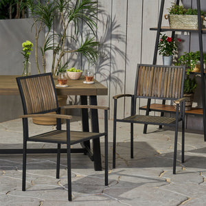Vermilion - Outdoor Dining Chair With Vertical Slat And Wooden Arm - Best Buy Furniture