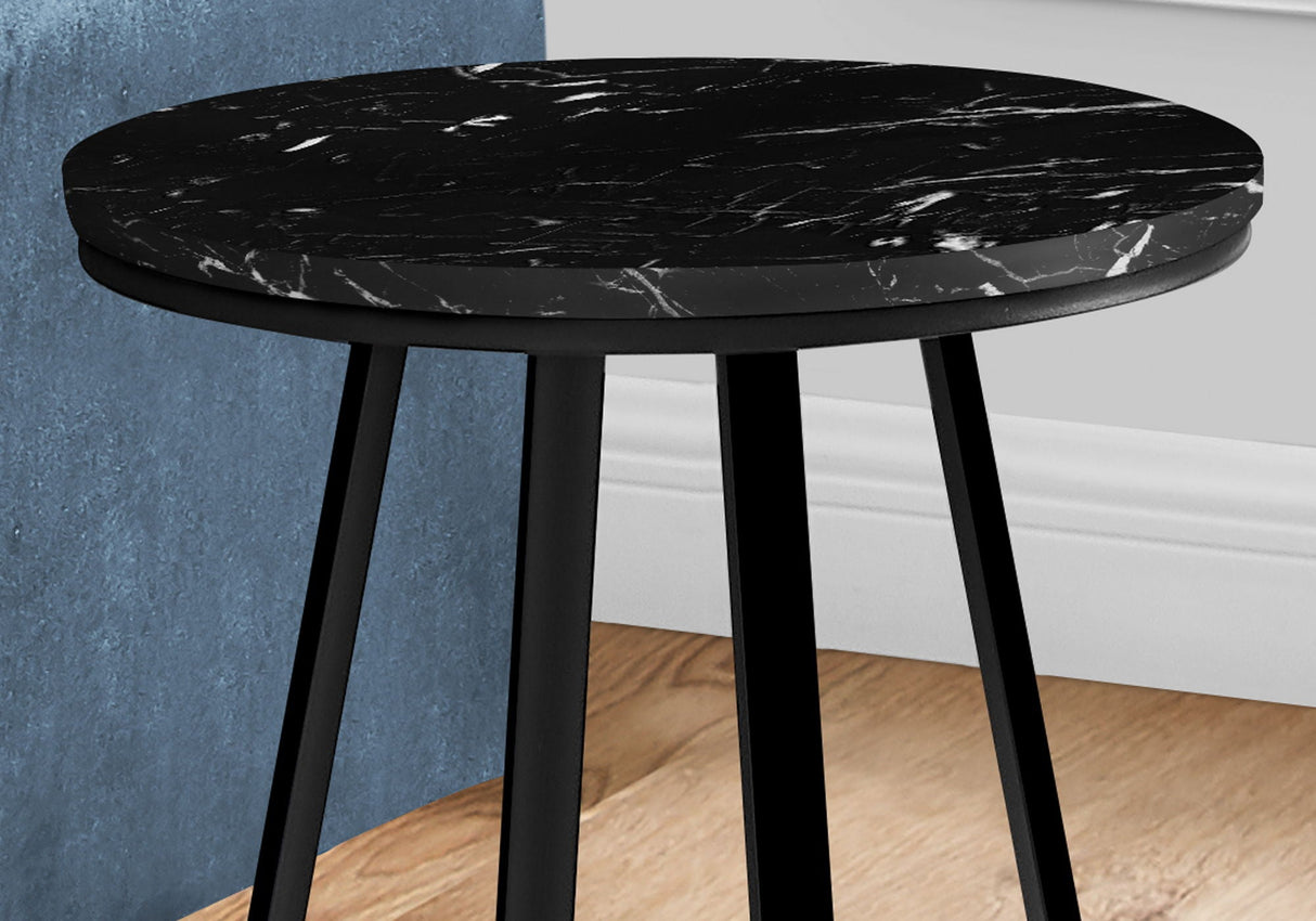 Accent Table, Side, Round Marble Look Contemporary & Modern - Black - Best Buy Furniture