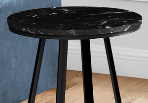 Accent Table, Side, Round Marble Look Contemporary & Modern - Black - Best Buy Furniture