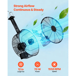 Greenhouse Air Circulation Fan, 1800 CFM, 10 Speeds, LCD Control