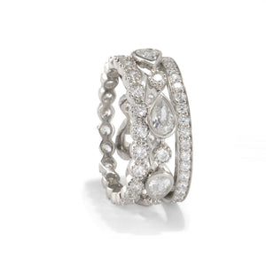 Brilliante Platinum Plated 4.46 DEW Simulated Diamond Set of 3 Stack Rings