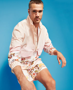 Mens Printed Relaxed Fit Zip Pullover