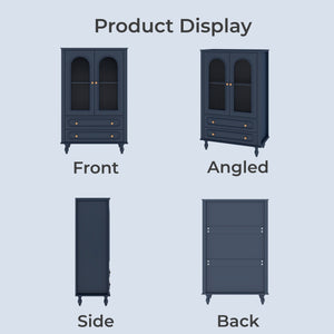 46.5'' Glass Display Cabinet with Ribbed Glass Doors