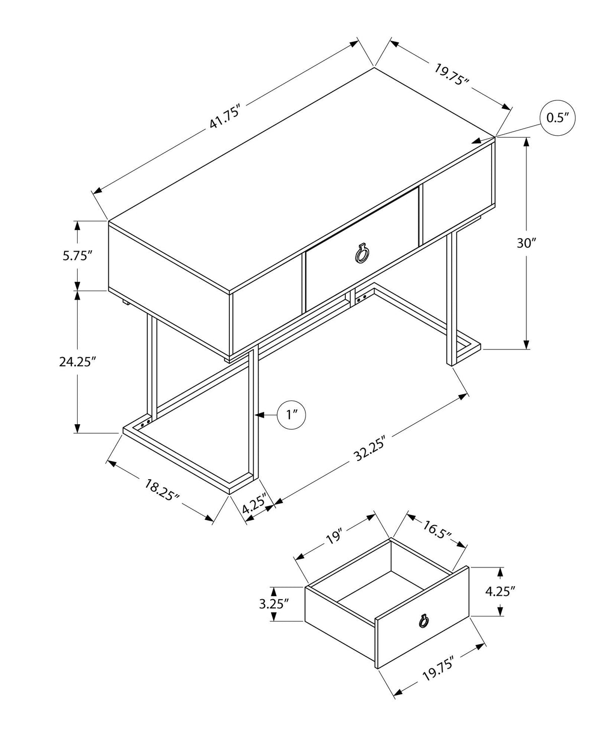 Computer Desk For Home Office, Glossy, Storage Drawer - Best Buy Furniture