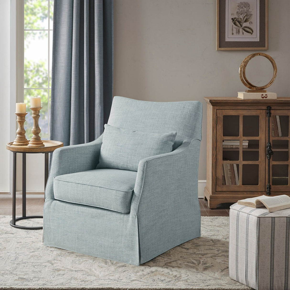 Traditional Design London Skirted Swivel Chair