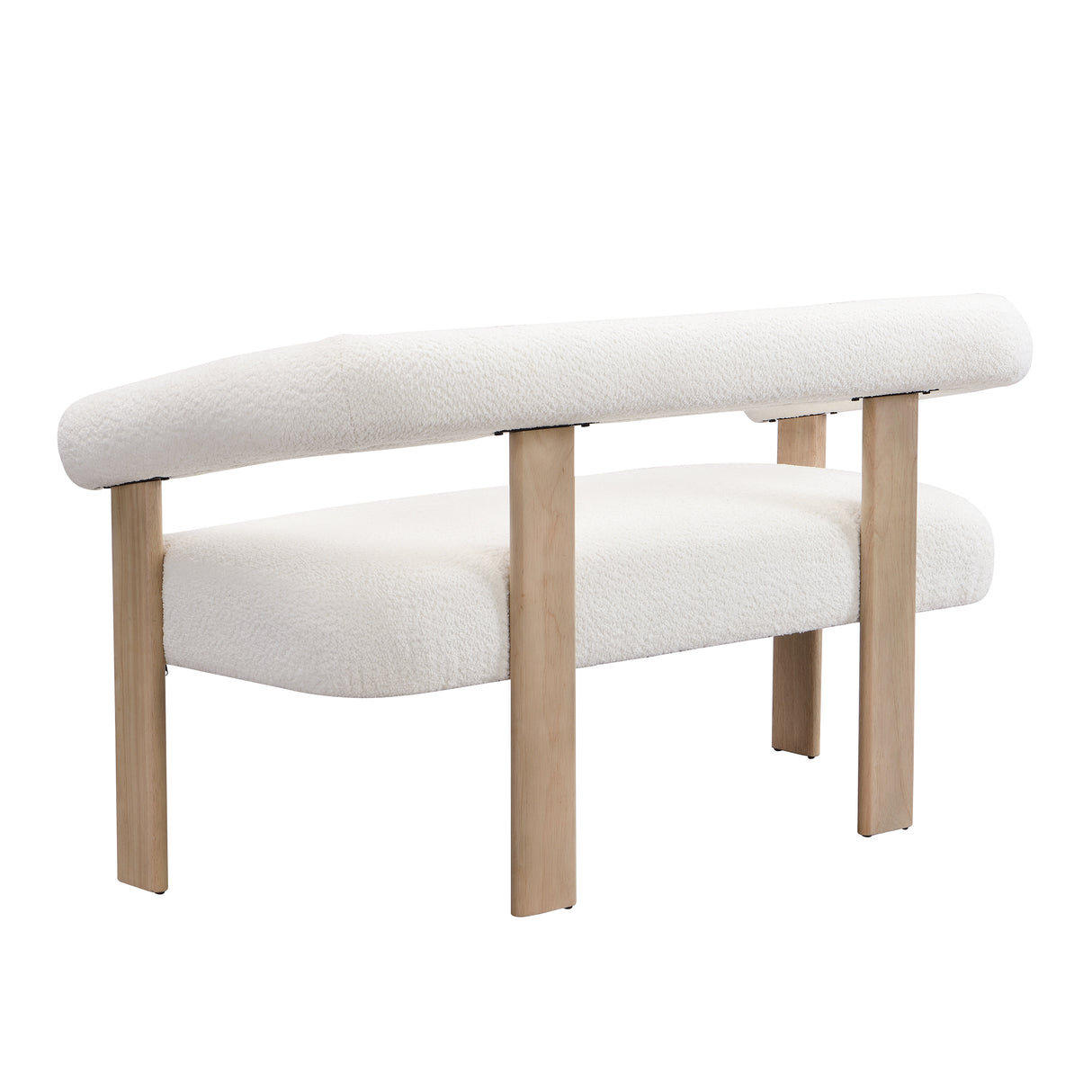 Round Armrest Loveseat (Beige + Natural)