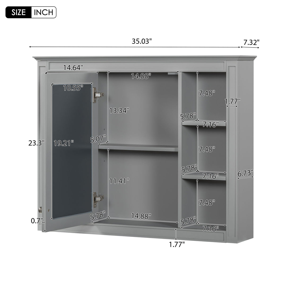 Bathroom Vanity With Mirror Cabinet, Single Sink With 2 Soft Closing Doors And 4 Drawers