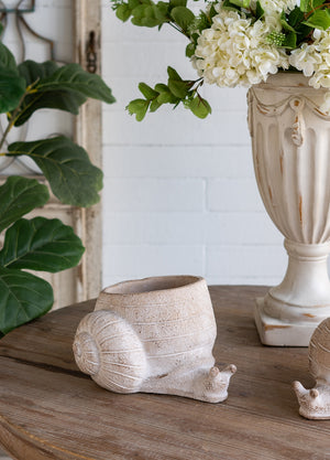 Decorative Cement Planter with Abstract Design - Natural Finish