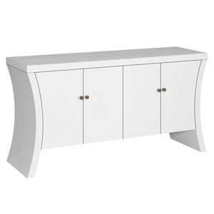 Refined Industrial 4 Door Credenza With Arc Legs & Clasps