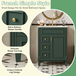 Bathroom Vanity With Sink, Compact Cabinet & 2 Drawers And Adjustable Shelf