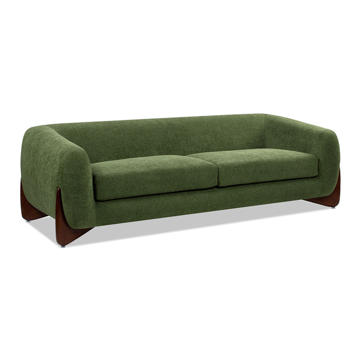 Alpine Luxurious Upholstery Sherpa Sofa with Removable Cushions - Available in White, Black, or Dark Green