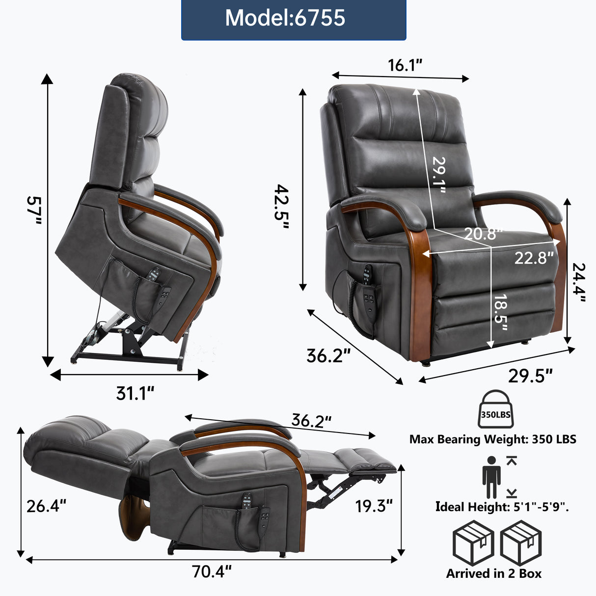 Power Dark Recliner Chair