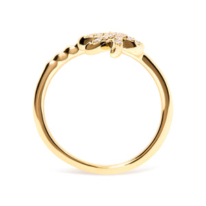 10K Yellow Gold 1/10 Cttw Diamond  Palm Tree Statement Ring (H-I Color, I1-I2 Clarity) - Ring Size 7
