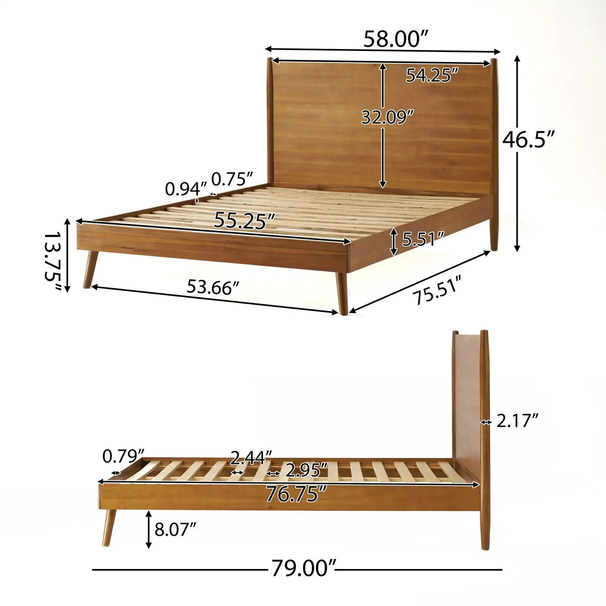 Okioki - Mid-Century Wood Bed - Best Buy Furniture