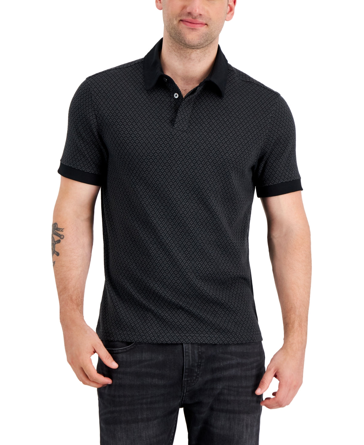Alfani Men's Brick Jacquard Polo Shirt