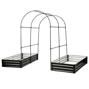Raised Garden Bed with Arch Trellis, 2 Pack Metal Planter Boxes