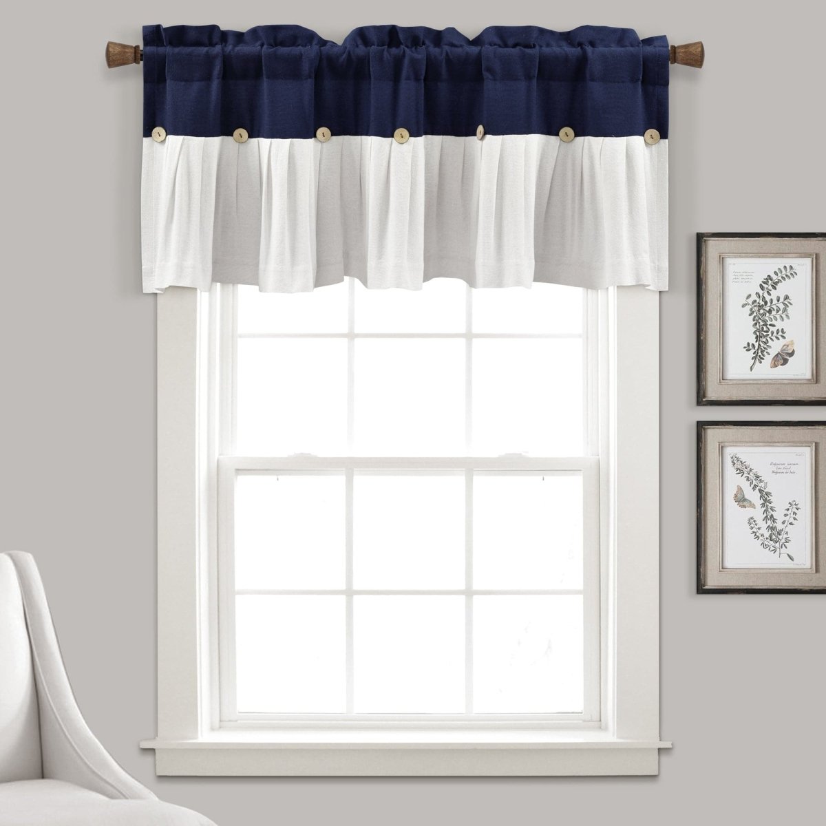 Linen Button Valance Window Panel
