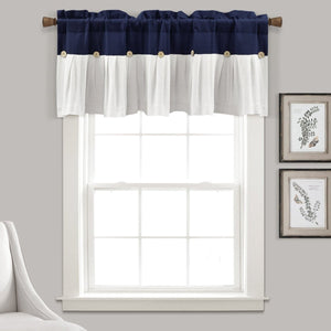 Linen Button Valance Window Panel