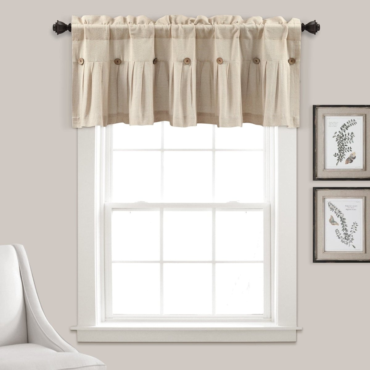 Linen Button Valance Window Panel