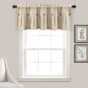 Linen Button Valance Window Panel