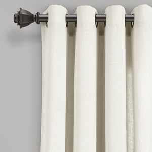 Faux Linen Grommet Window Curtain Panel Set
