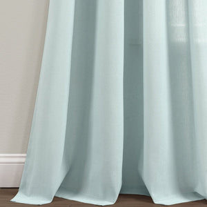 Faux Linen Grommet Window Curtain Panel Set