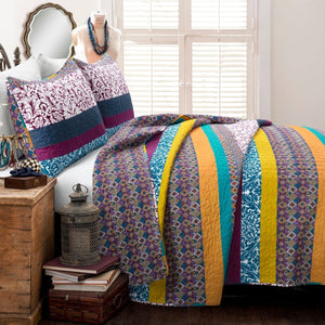 Boho Stripe 3-Piece Quilt Set