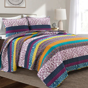Boho Stripe 3-Piece Quilt Set