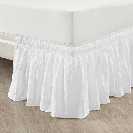 Ruched Ruffle Elastic Easy Wrap Around Bed Skirt