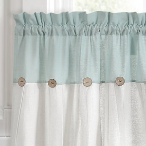 Linen Button Kitchen Window Tiers Set
