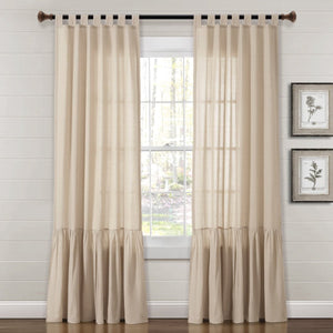 Farmhouse Faux Linen Tab Top Window Curtain Panel