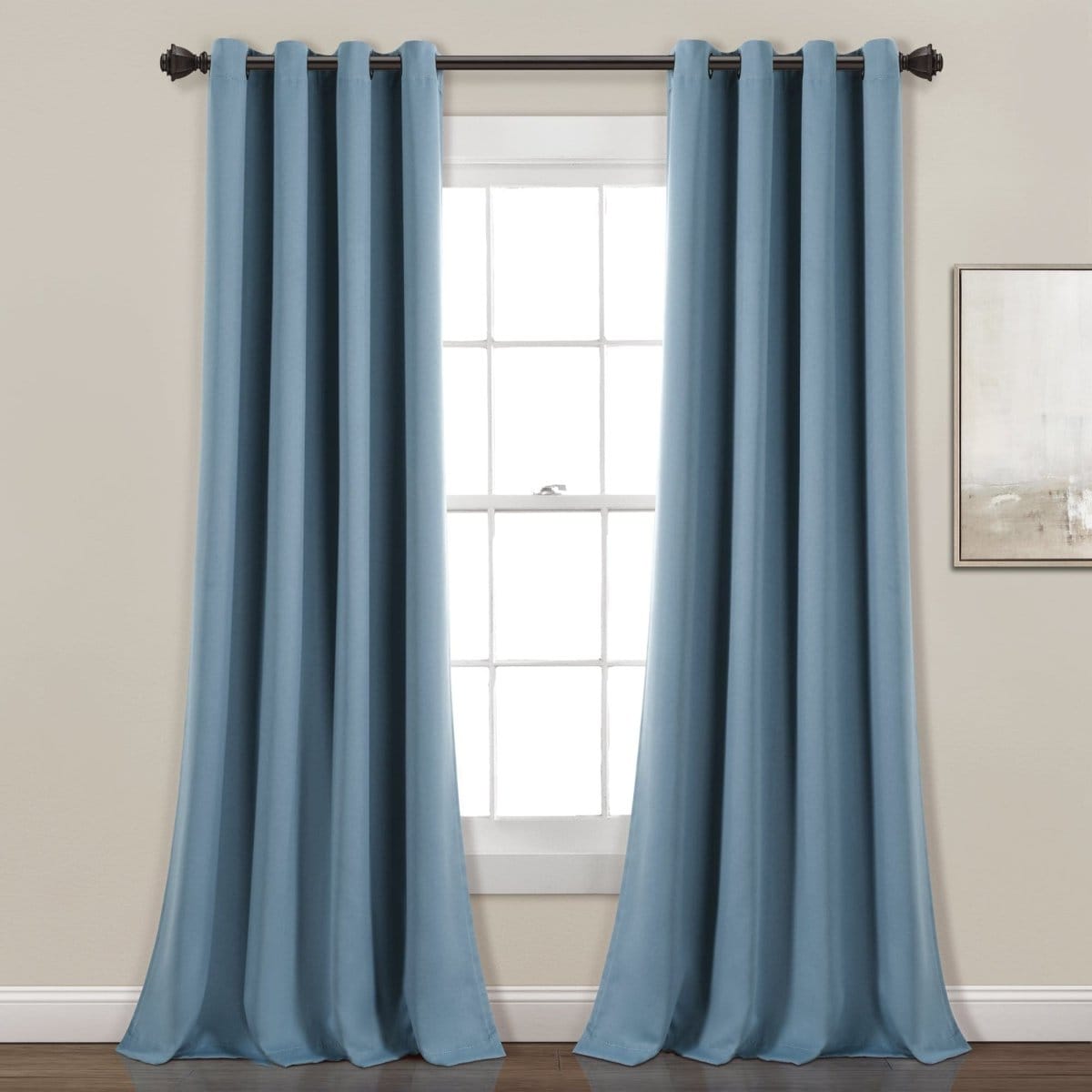 LushDecor Insulated Grommet Blackout Window Curtain Panel Set in Dusty Blue