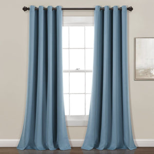 LushDecor Insulated Grommet Blackout Window Curtain Panel Set in Dusty Blue