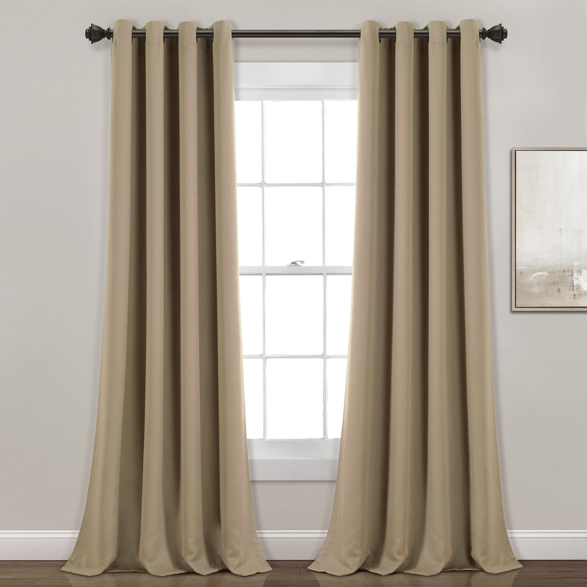 LushDecor Insulated Grommet Blackout Window Curtain Panel Set in Mocha