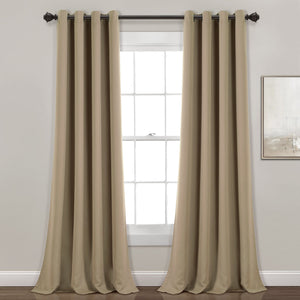 LushDecor Insulated Grommet Blackout Window Curtain Panel Set in Mocha