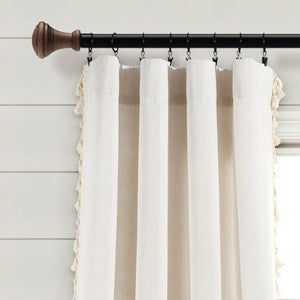 Faux Linen Tassel Window Curtain Panel