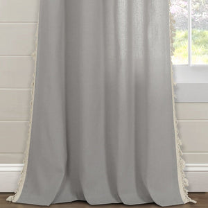 Faux Linen Tassel Window Curtain Panel