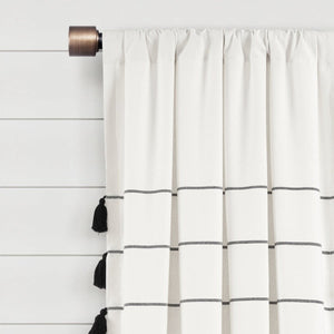 Farmhouse Boho Stripe Woven Tassel Recycled Cotton Window Curtain Panel Set