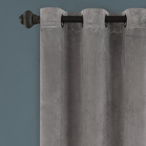 Prima Velvet Solid Grommet Light Filtering Curtain Panel Set
