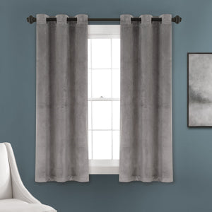 Prima Velvet Solid Grommet Light Filtering Curtain Panel Set