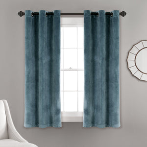 Prima Velvet Solid Grommet Light Filtering Curtain Panel Set