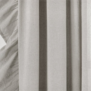 Faux Linen Ruffle Window Curtain Panel