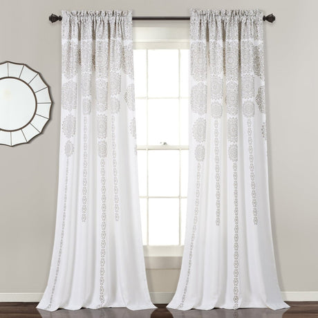 Stripe Medallion Light Filtering Window Curtain Set