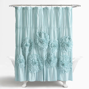 Serena Shower Curtain 72" x 72" Soft Brushed Poly with Ruching