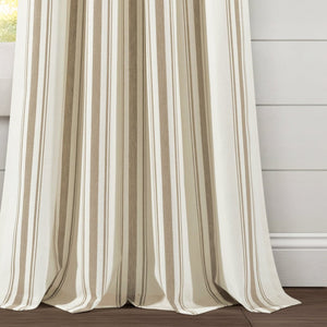 Farmhouse Stripe Yarn Dyed Recycled Cotton Blend Window Curtain Panel Set