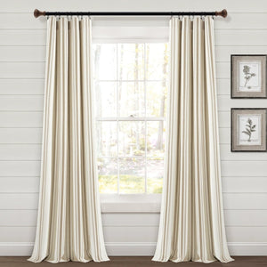 Farmhouse Stripe Yarn Dyed Recycled Cotton Blend Window Curtain Panel Set