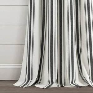 Farmhouse Stripe Yarn Dyed Recycled Cotton Blend Window Curtain Panel Set